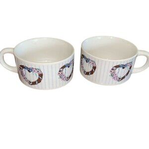 Set Of 2 K.I.C. Made In Korea Floral Heart Ceramic Mugs